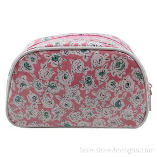 Clear PVC Covered Flower Printed Fabric Cosmetic Bag with 500-piece MOQ, Measurement 21 x 12 x 7cm